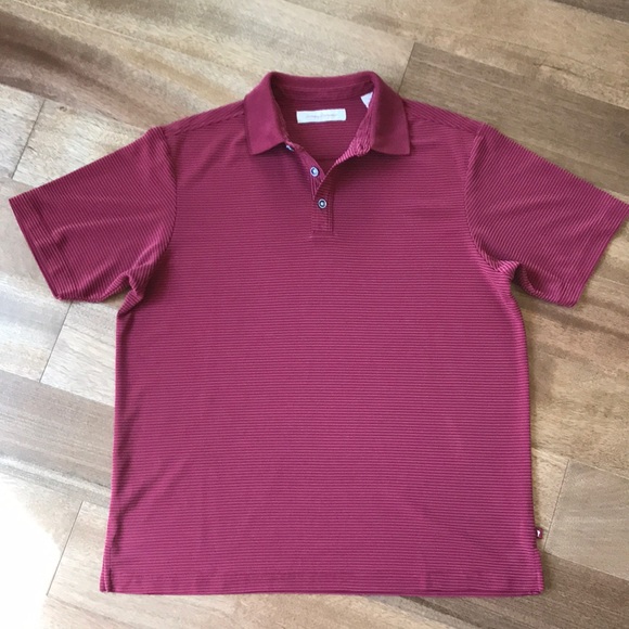 Tommy Bahama mens polo shirt, modal/poly burgundy striped, Sz M - Picture 1 of 13